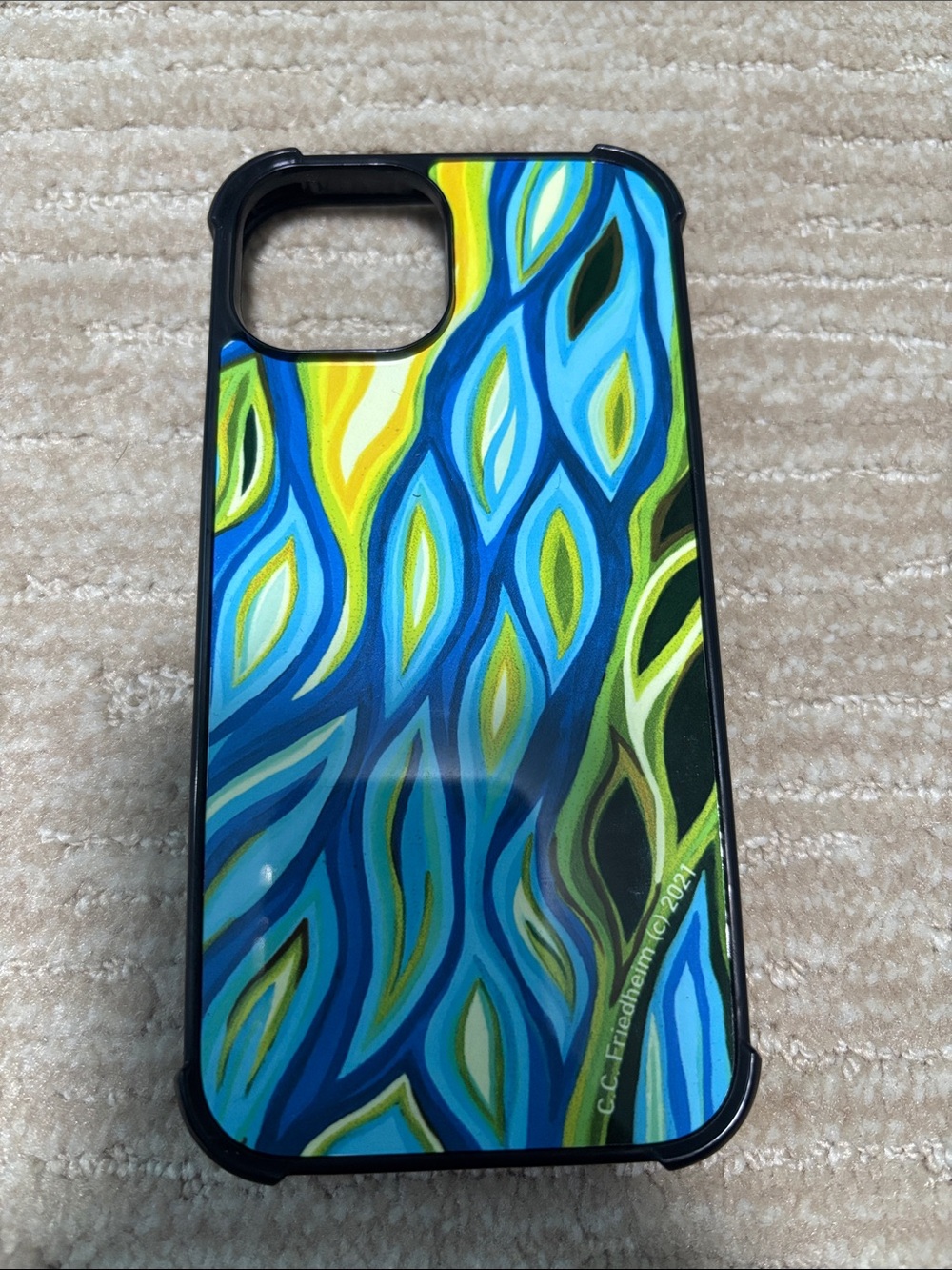 Blue & Green Abstract Pattern iPhone 15 Case